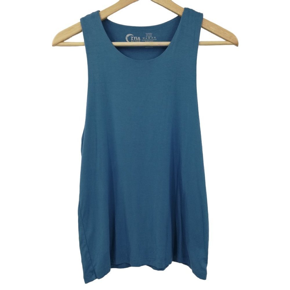 Zyia Active Feelin It Double Layered Tank Size XL Niagara Blue Racerback Stretch
